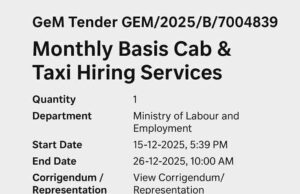 GeM Tender Alert: Monthly Basis Cab & Taxi Hiring Services 2025